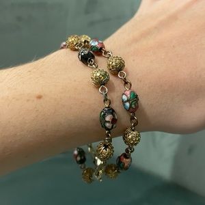 Vintage Filigree Bead Bracelets Art Deco Style